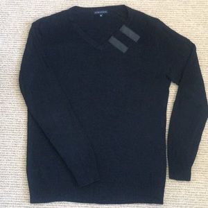 Jacob Houston black long sleeve knit leather patch